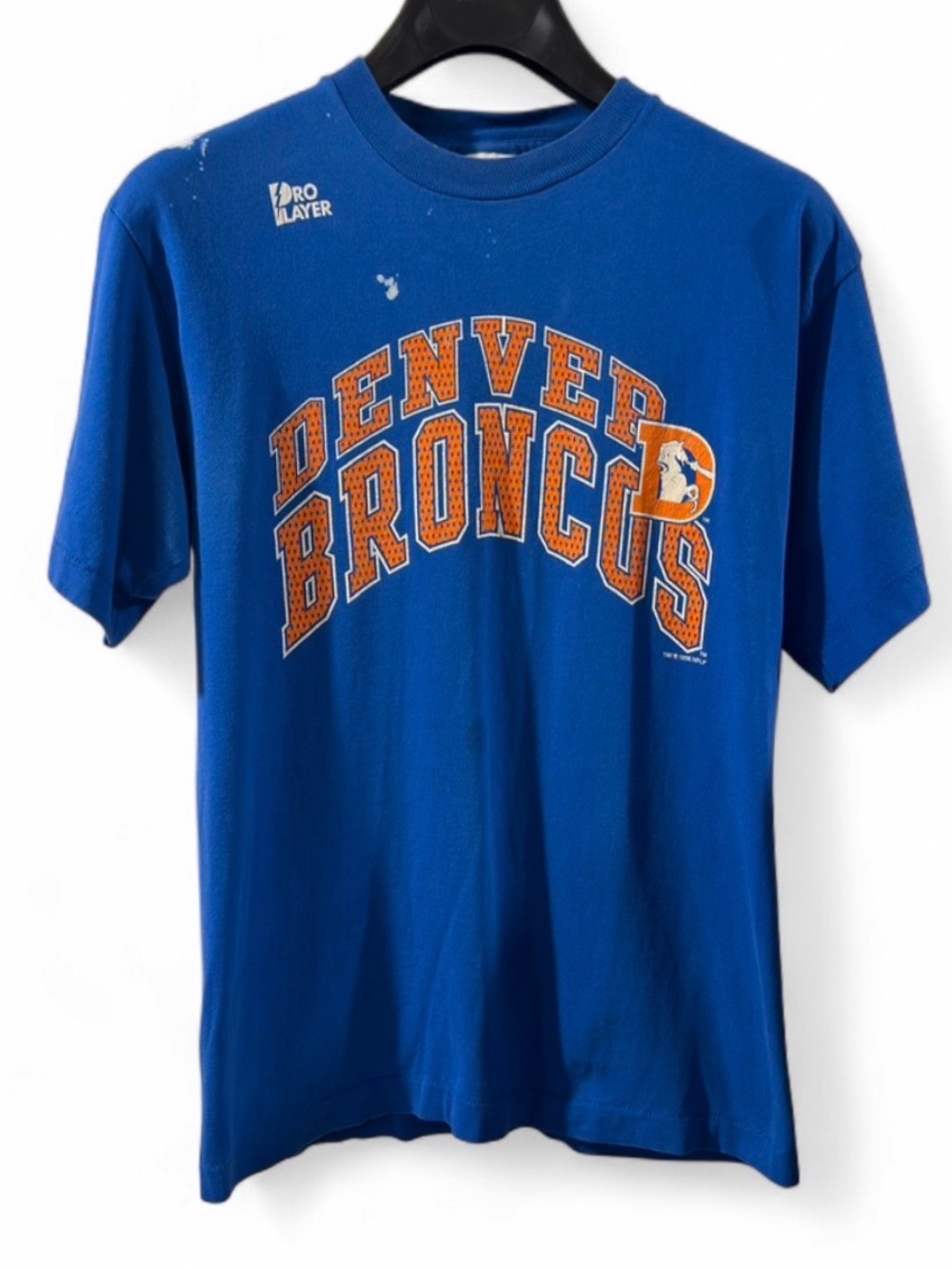 Vintage NFL Denver Broncos Royal Blue Single-Stitch Graphic T-shirt Size Medium